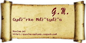 Györke Mátyás névjegykártya